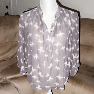 REBECCA TAYLOR Sheer Graphic Blouse